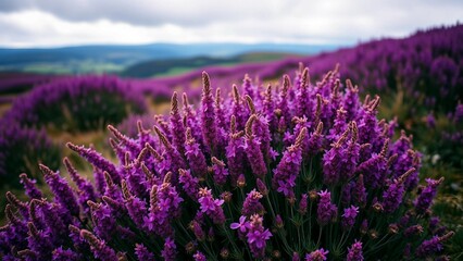 Obraz premium North Yorkshire Moors showcase a stunning display of vibrant purple heather in full bloom offering e
