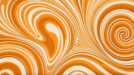 Retro caramel liquid texture. Salted caramel dessert background. Wavy swirl candy pattern for poster, cover, banner, pamphlet, flyer. Nice sweat nougat hippie wallpaper in 60s or 70s style. Vector