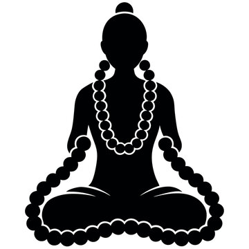 recommend clip art: Meditation beads silhouette on white background.