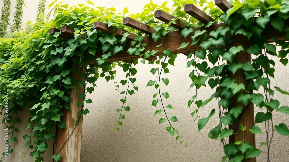Poster interconnectedness between plants and architecture is visually represented through climbing vines on