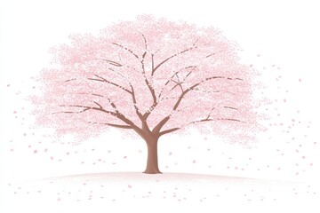 Obraz premium Beautiful Pink Blossom Tree in a Serene Spring Landscape