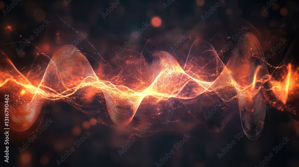 Aufkleber abstract digital wave pattern with glowing orange tone and light effects for creative backgrounds an