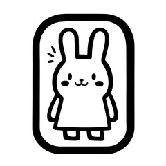 Cute bunny character in a playful design with a cheerful expression and simple outlines for fun illustrations