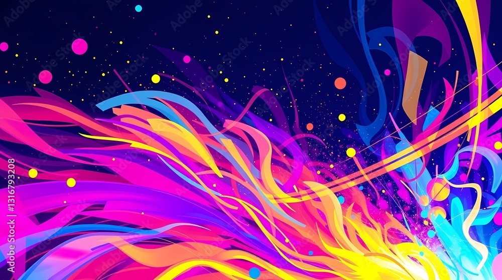 Poster abstract burst of color: a vibrant explosion of colors, showcasing dynamic lines and shapes in a vis