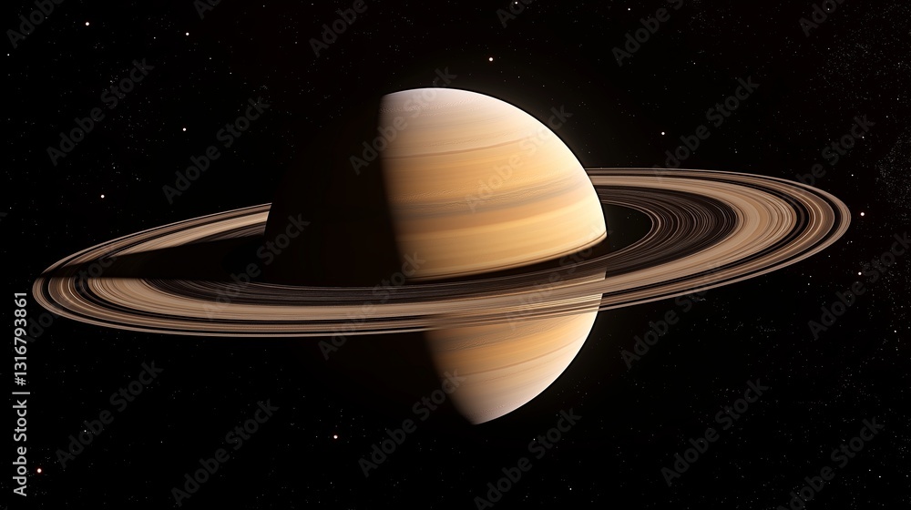 Aufkleber a massive, realistic saturn-like planet with sharp ring details