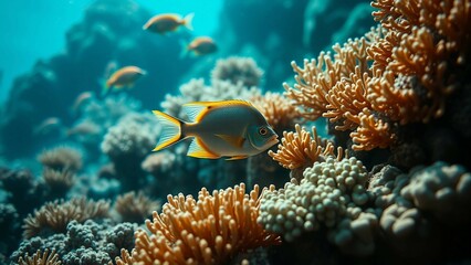 Obraz premium Coral reefs serve as vital ecosystems for fish providing them with shelter sustenance and a complex