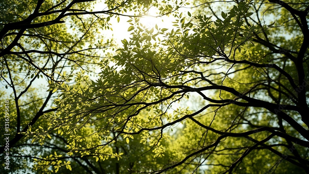 Aufkleber connection between trees and wind is demonstrated through movement of leaves and branches symbolizin