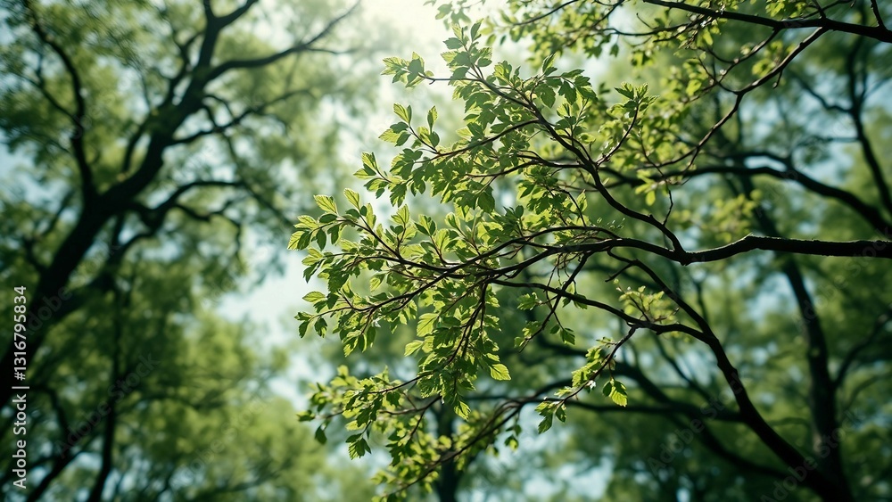 Poster connection between trees and wind is demonstrated through movement of leaves and branches symbolizin