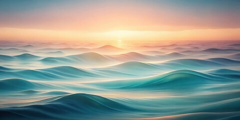Obraz premium Serene Ocean Waves at Sunrise A Dreamlike Seascape of Pastel Hues and Gentle Undulations