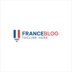 french writer story tellers bloggers, combination of flag of France and pen 