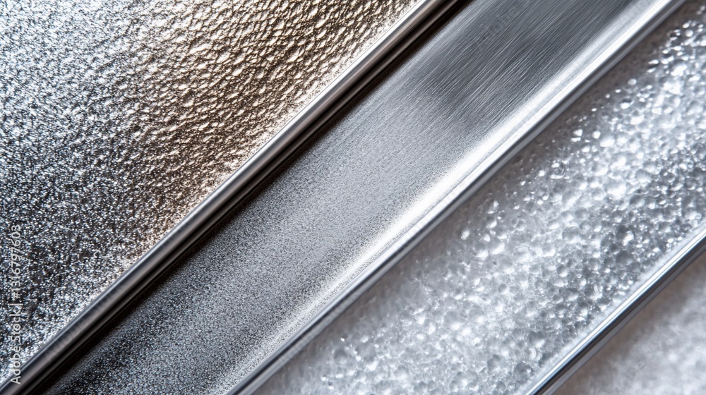 Poster textured metallic surfaces with linear dividers. macro shot, showing detail