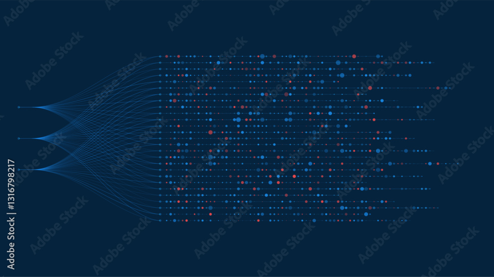 Fototapete big data visualization. social network, financial analysis of complex databases. data mining. vector