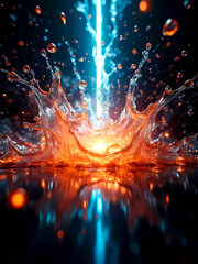 A futuristic abstract splash in fiery and cold tones, representing energy and movement.