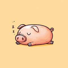 Cute Pig Sleeping, Pastel Background (8)