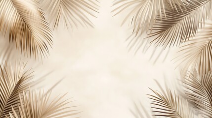 Obraz premium A soft, neutral background adorned with elegant palm leaves, ideal for design or presentation.