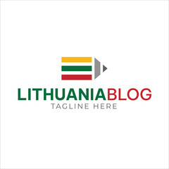 Lithuania pen and flag logo for authors