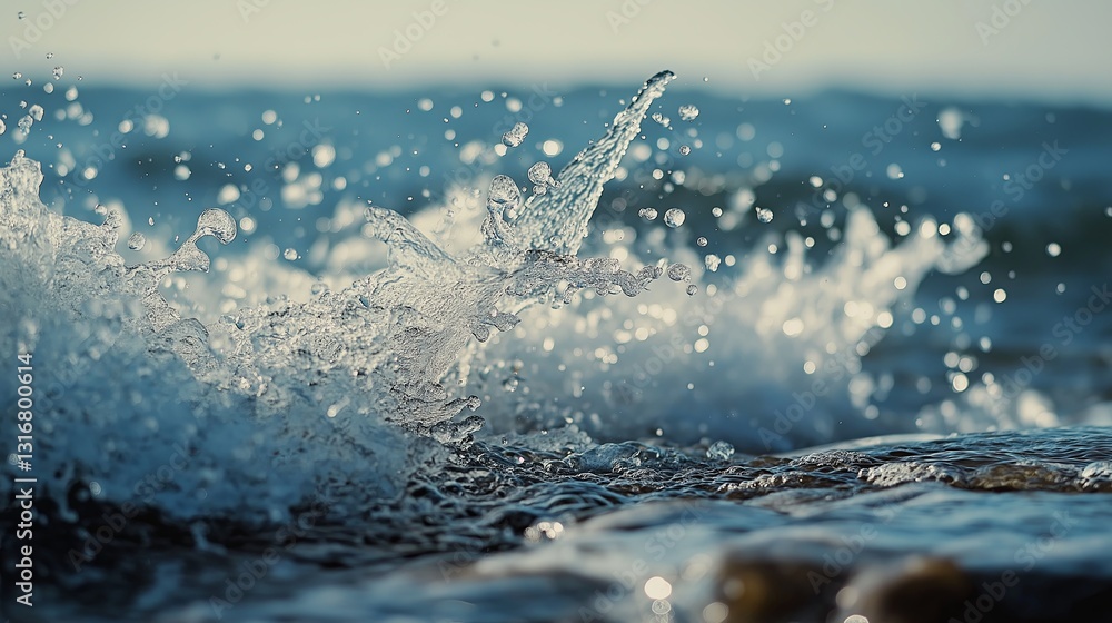 Poster A high-resolution wave crashing in slow motion on the shore