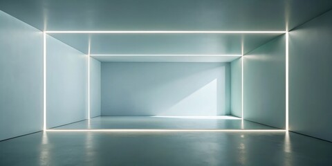 Fototapeta premium Modern minimalist interior design with subtle lighting features a spacious room with sleek walls and a polished floor