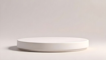 Sleek white ceramic foundation with a subtle shine, creating a clean backdrop for products