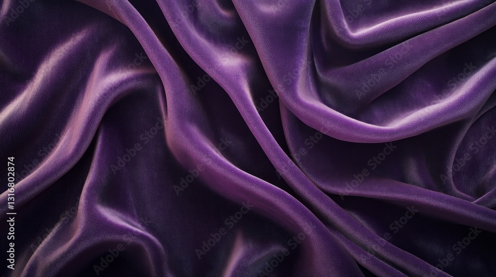 Poster deep purple cloth flows gracefully, highlighting its luxurious texture and subtle sheen. the fabric 