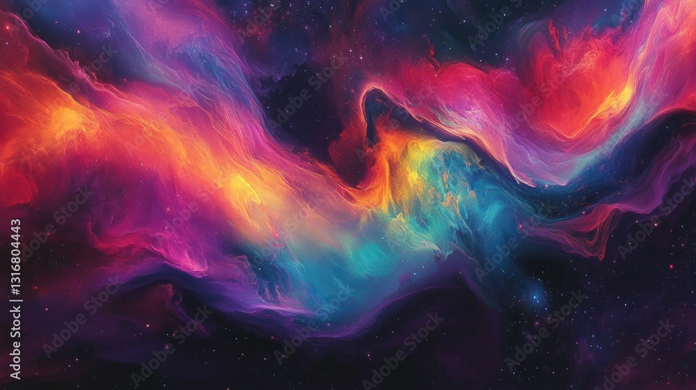 Aufkleber vibrant cosmic swirls in deep space with colors of nebula and whimsical patterns of light and energy