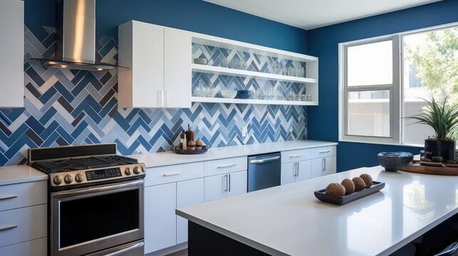kitchen blue wallpaper