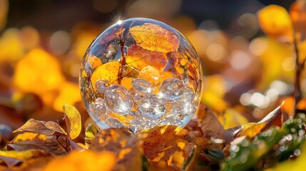 Autumnal Crystal Sphere: A Captivating Fall Scene