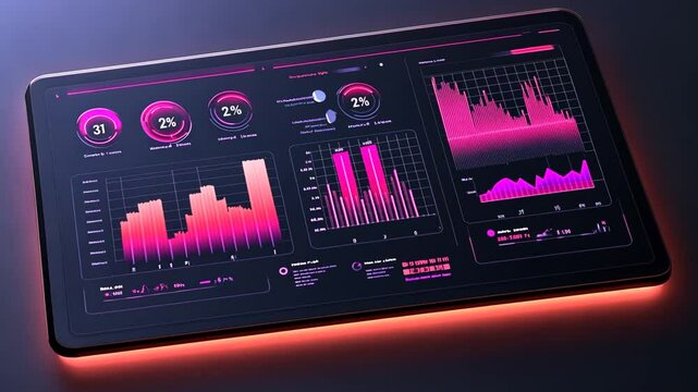 Futuristic Data Analysis Interface with Glowing Elements and Visual Analytics