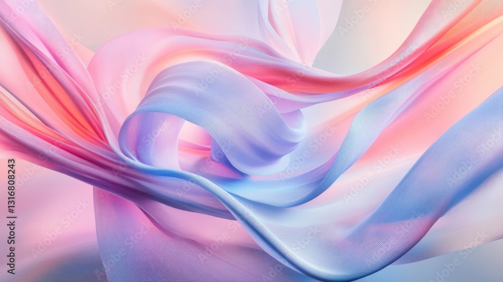 Poster Abstract Flowing Fabric Textures in Soft Pastel Colors with Gentle Movement and Light Reflection for Artistic Background Design