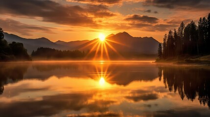 Obraz premium lake bright light burst