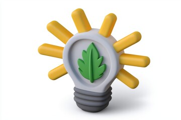 Green lifestyle and organic living solutions. Light bulb with green leaf symbolizes eco-friendly energy solutions and innovation.