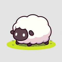 Cute Sheep on Grassy Field