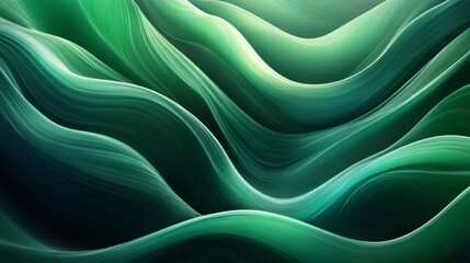 Obraz premium 3D green techno abstract background overlap layer on dark space with glowing waves shape effect decoration. Modern graphic design element lines style concept for banner, flyer, card, or brochure cover