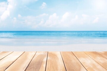 Fototapeta premium wood table beach background