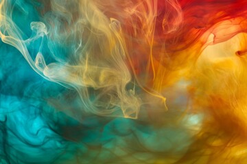Obraz premium Colorful Abstract Smoke Swirls in Blending Shades of Blue and Yellow