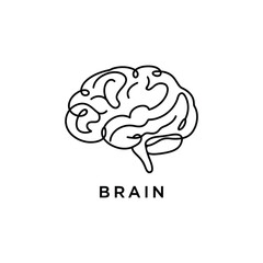 Continuous one line drawing of human brain line art vector illustration