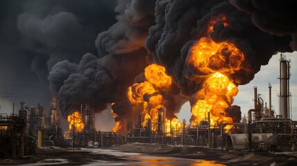 fire oil refinery explosion