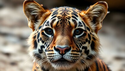 Fototapeta premium Jaguar with intense eyes, distinctive spotted fur, and a muscular face conveying strength and fierceness