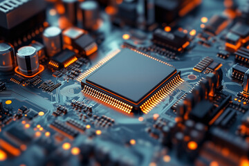 Close shot of a performance microprocessor showcasing its textures on white.