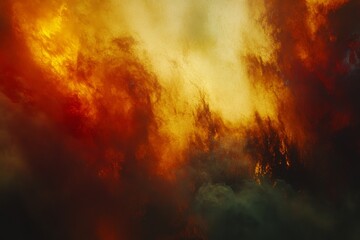 Dramatic Fiery Sky with Red and Orange Hues and Dark Smoke Clouds