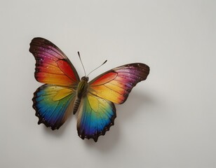 Obraz premium Rainbow butterfly on white background