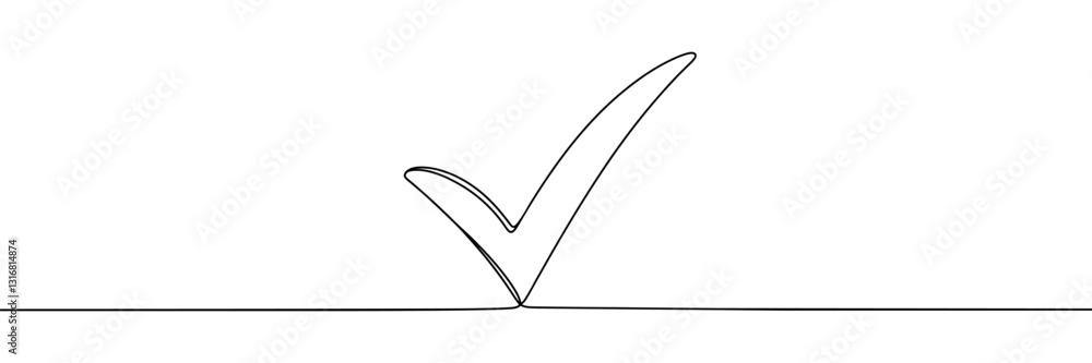 Poster continuous line drawing check mark icon. single line confirmation icon. vector illustration