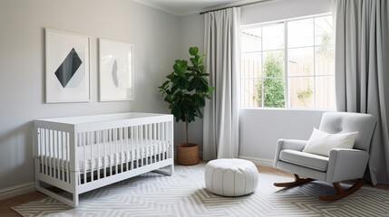 modern white frame nursery