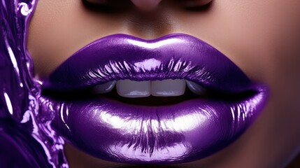 Fototapeta premium metallic purple lips