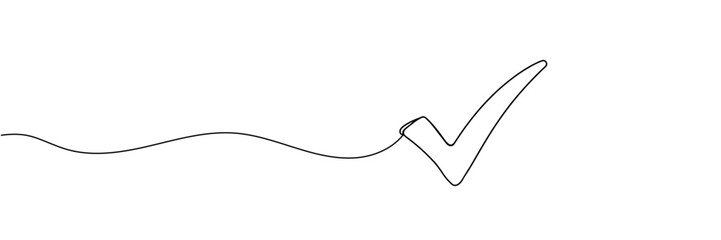 Obraz premium Continuous line drawing check mark icon. Single line confirmation icon. Vector illustration