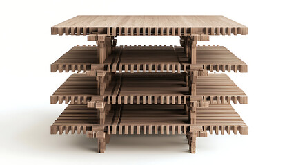 A wooden shelf with three shelves stacked on top of each other
