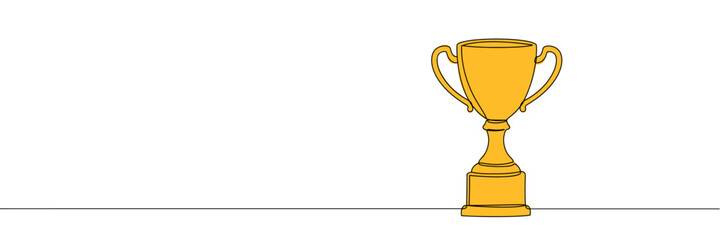 winner trophy one line drawing isolated on white background. Vector illustration