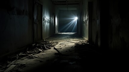 eerie dark corridor
