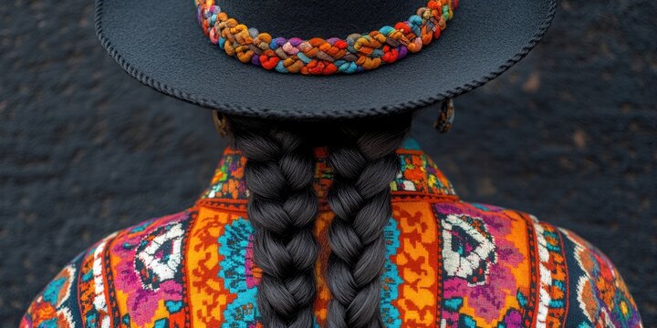 woman in a traditional Bolivian cholitaâ€™s bowler hat and colorful scarf can be used by websites and blogs for fashion, culture, travel, and lifestyle content.