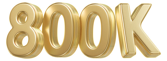 800K Follower Golden Number 3D Render